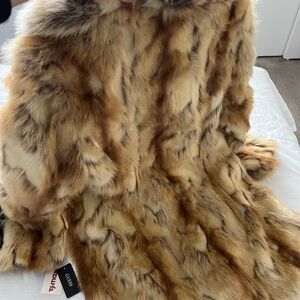 Guess Faux Fur Coat in Brown and Tan